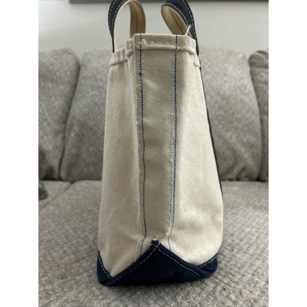 Vintage LL Bean Boat and Tote Bag Blue Canvas Large Stiff 70s 80s USA Freeport - Picture 4 of 11